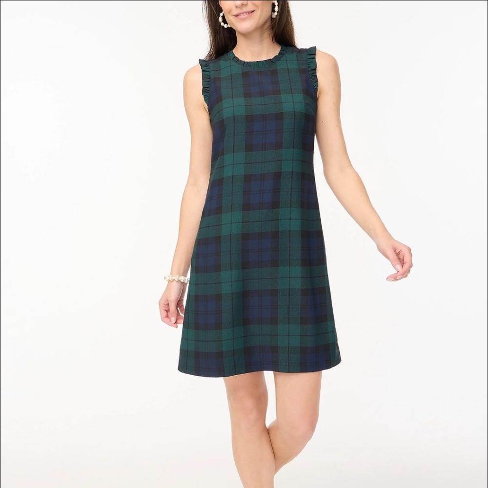 NWT J. Crew Women's Green Plaid Dress 10